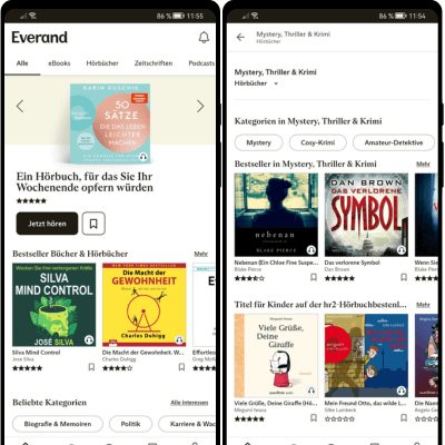 Everand App für Hörbücher und E-Books