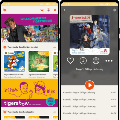 tigertones Hörbuch App für Kinder zwischen 4 und 12 Jahren